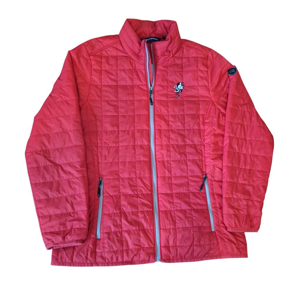 Cutter & Buck Womens XL Red Rainier PrimaLoft Quilted Puffer Hooded Jacket NWOT